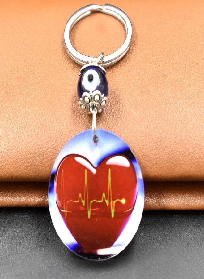 AFH سلسلة مفاتيح AFH Love Evil Eye Protection Heart Lifline Gifting للرجال والنساء - Image 3